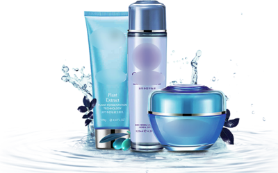 水浪藍(lán)色清新美妝護(hù)膚品美容促銷主圖